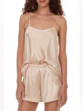 Flora Nikrooz Champagne Satin Cami & Short Sleep Set